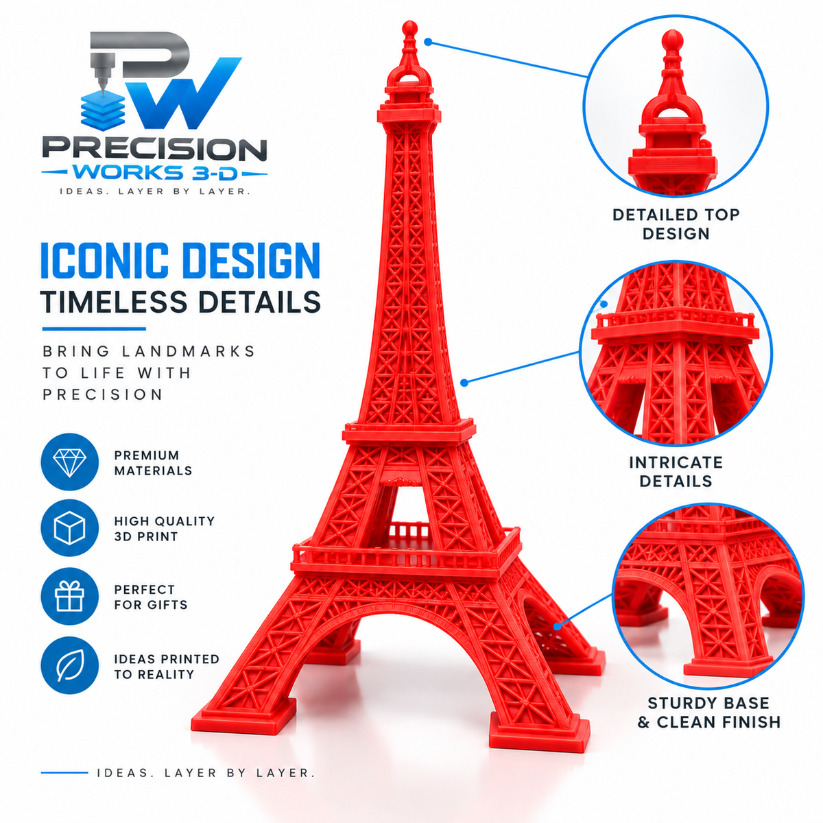 3D Printed Eiffel Tower - Detailed Paris Landmark Display Model